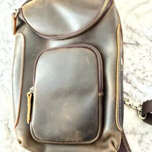 LANNSYNE Vintage Full Grain Leather Sling Bag Crossbody: Very Nice